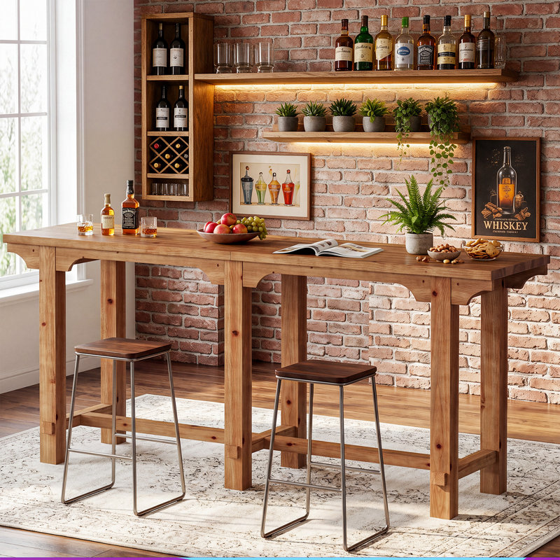 78.74" Extra Long Solid Wood Bar Table