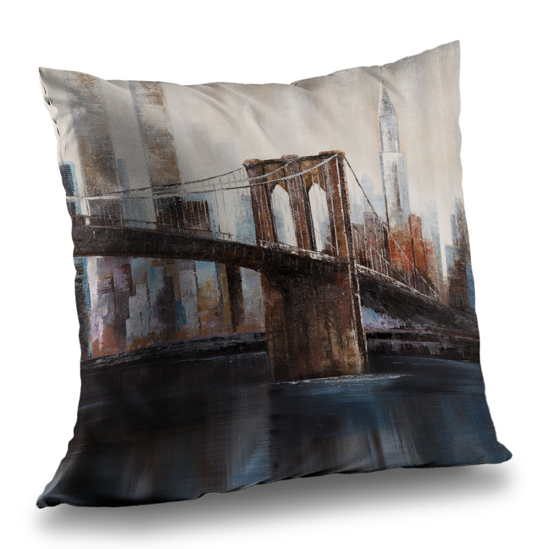 Urban Brooklyn Bridge Bedroom Brown – Throw Pillow Cover Only, Double-Sided Print, Insert Not Included