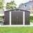 Outdoor Storage Shed 10×14 FT With 3 Lockable Doors,4 Air Vents & Sloped Roof,Utility Tool Shed Metal Storage Garden Sheds  Frame And 4 Vents,For Backyard,Patio,Lawn,Dark Grey-124356796-124356794