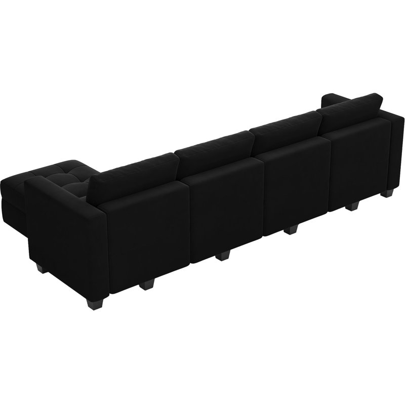 Canapé modulaire rembourré 116,6 po Soneson, Velours noir