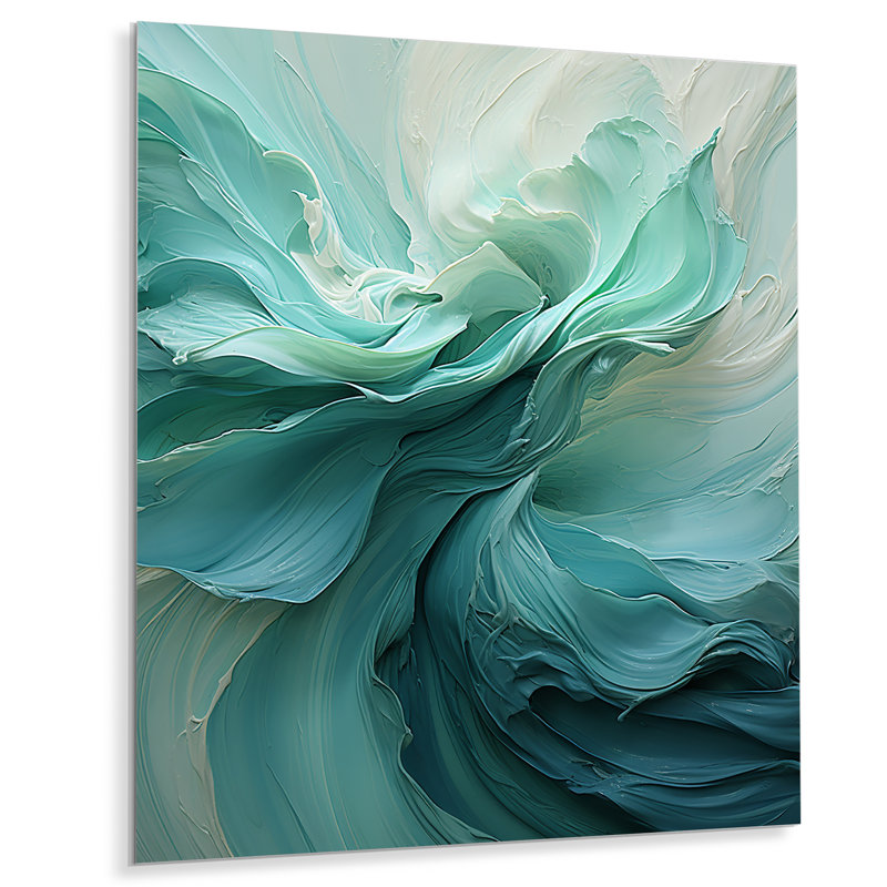 Vert et blanc, encre douce spirales - spirales abstraites, art mural en métal, H 20 po x l 12 po x P 1 po
