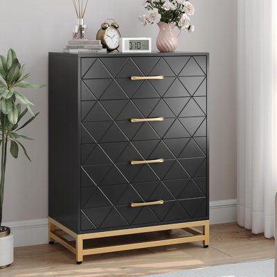 4-Drawer Tall Dresser With Soft-Close Glides, Anti-Tip Design, Space-Saving Storage Chest For Bedroom & Closet