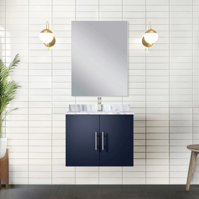 Meuble-lavabo de salle de bain 24 po X P 22 po D, dessus en marbre de Carrare et ensemble de robinet