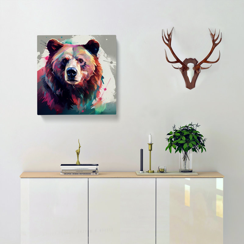 Bear Graphic Art No.1 - Wrapped Canvas, 50cm H x 50cm W x 3cm D