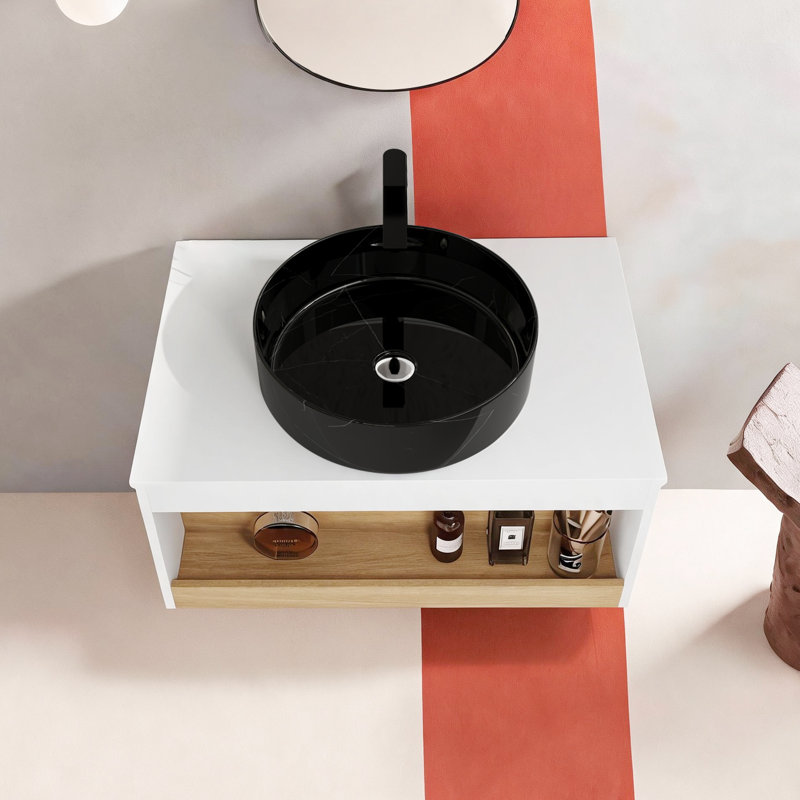 Meuble-lavabo flottant 30 "Aura (RTA) Aura, L 29,54 po, Noir / Blanc