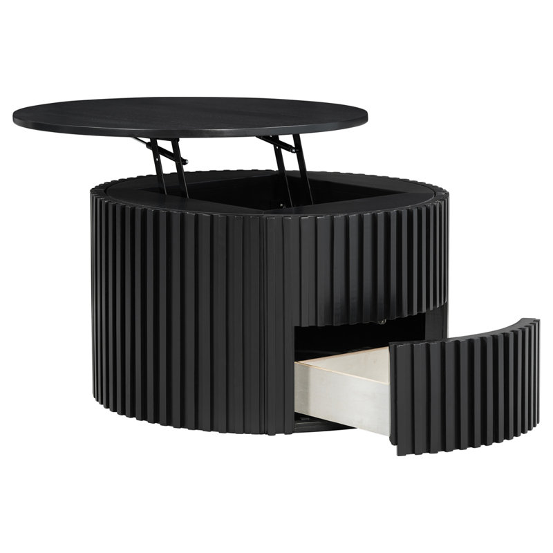 Table basse moderne à plateau relevable avec rangement caché et tiroir, Black