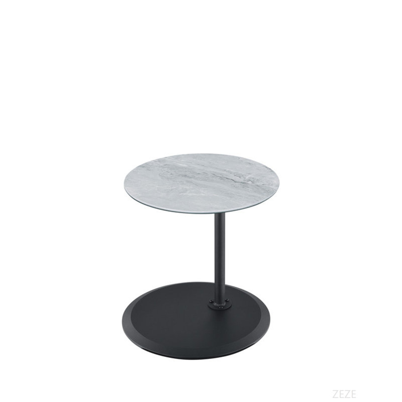 15.5"W End Table With Height Adjustable Gray Marble Textured Top