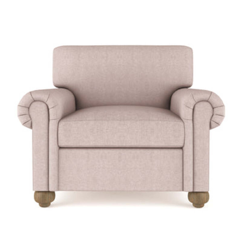 Leroy Leather Armchair, 36" H x 41" W x 49" D, Weathered, Plush Velvet Blush
