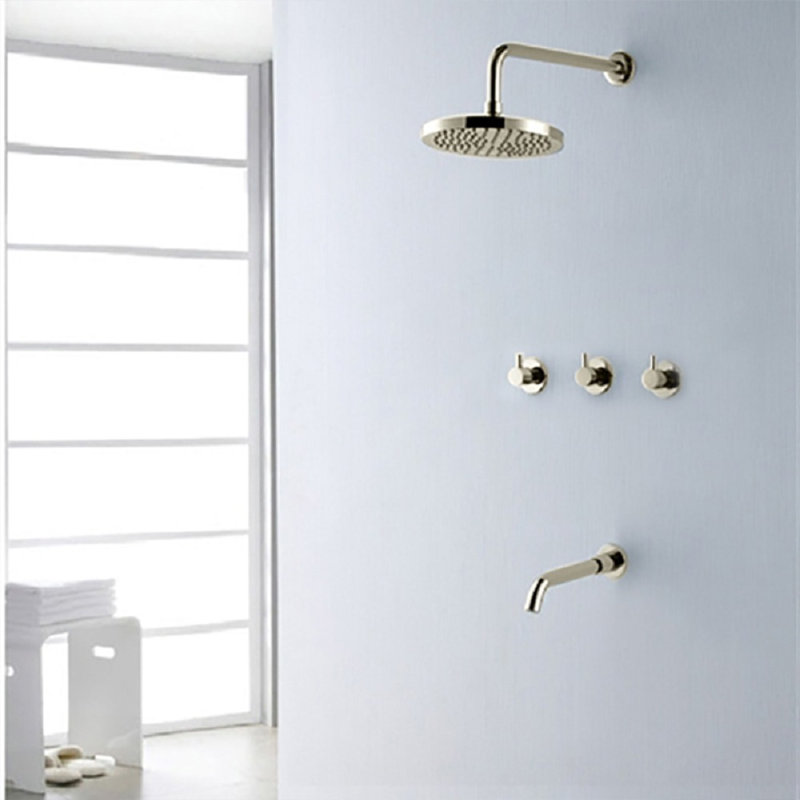 Oceana Rainfall Shower Set with Wall Mounted Faucet and Handheld Spray Feature