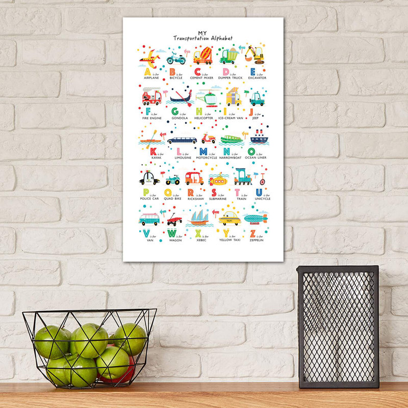 Transport - alphabet, Pas de tapis, Toile tendue, H 48 po x l 32 po x P 1,5 po