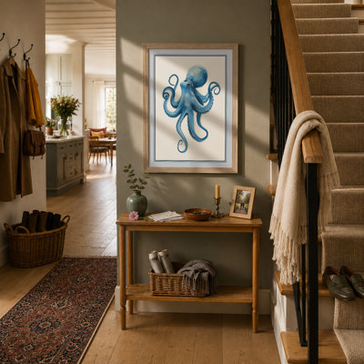 Blue Octopus Modern - Framed Print