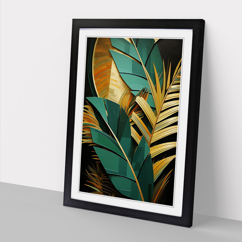 Palm Leaf Constructivism - Framed Print, Black Framed, 46cm H x 34cm W x 2" D
