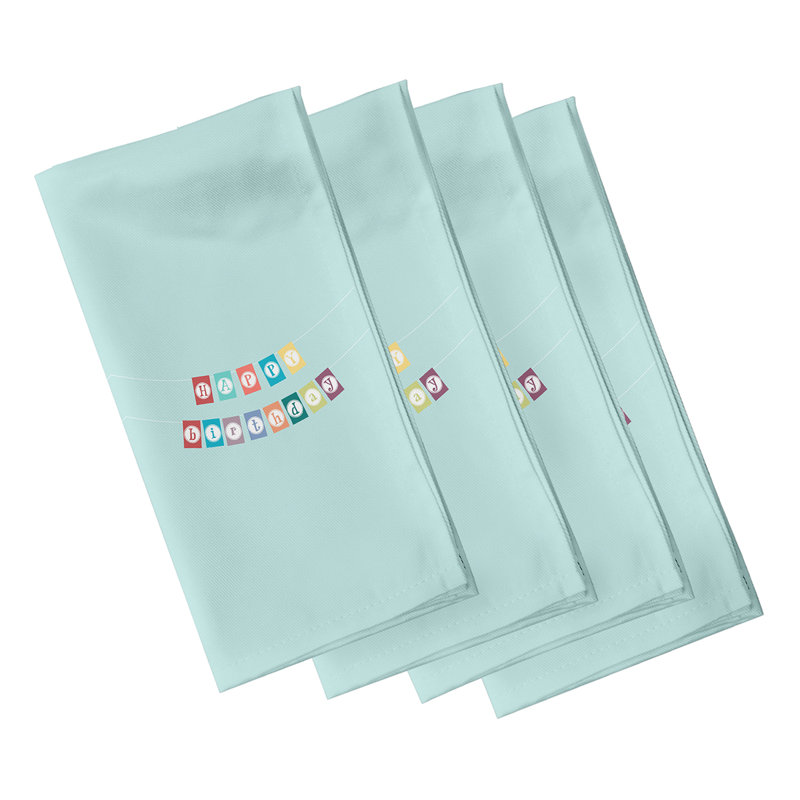 Serviette 22 "Happy Birthday Print, Aigue-marine