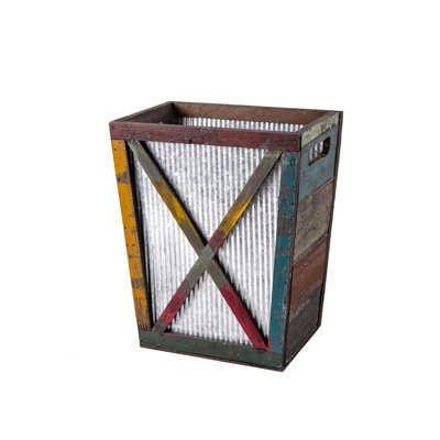 Petite poubelle en bois, corbeille décorative pour porte de grange, poubelle rectangulaire rustique vieillie (aléatoire)