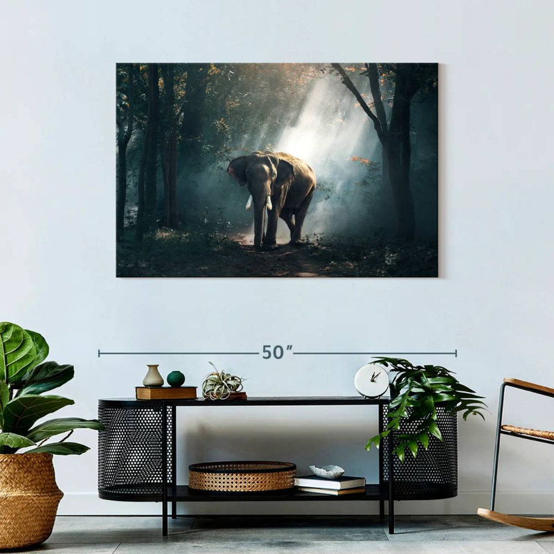 Brampt Sunlit Jungle Elephant, 30" H x 45" W