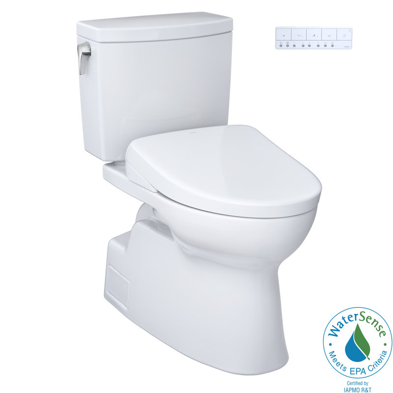 Vespin® II 1 GPF Elongated Floor Mounted Two-Piece Toilet (S7A Bidet Seat Included) with Auto Flush