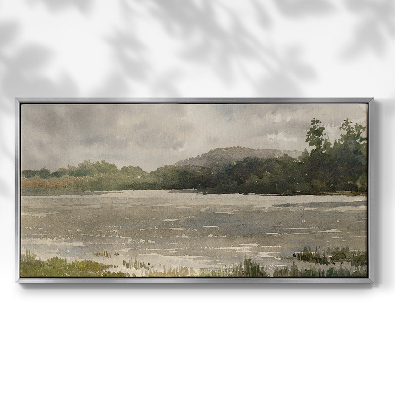 Paysage, série MCCL-X, toile tendue avec châssis, prête à être accrochée, H 21 po x l 41 po, Argent argent