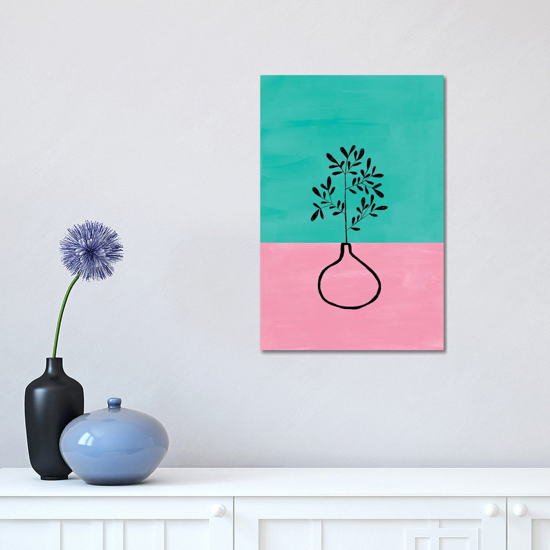 Turquoise House Plant by EnShape - Wrapped Canvas Print