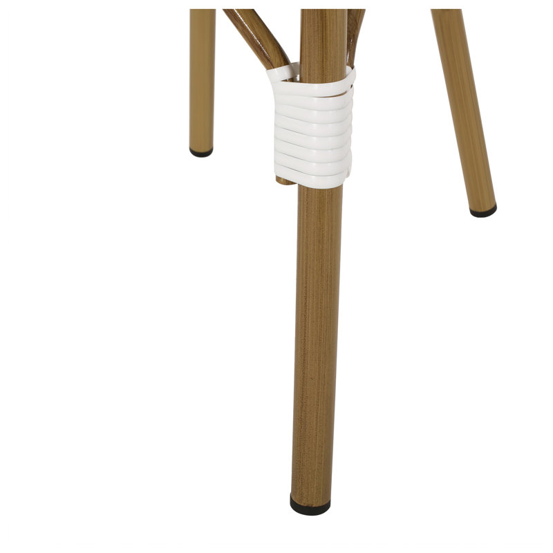 Ensemble de 2 chaises d'extérieur de style bistro français, structure en aluminium blanc et gris avec tissage en rotin