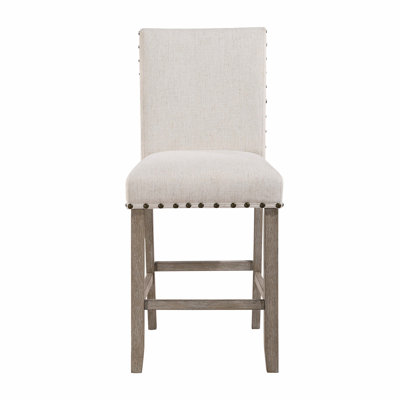 Ensemble de 2 tabourets de bar, style décontracté, siège en tissu gris, 41,21 po de hauteur, 18,04 de largeur, 20,59 de profondeur pour la salle à manger, revêtement, couleur, décoration