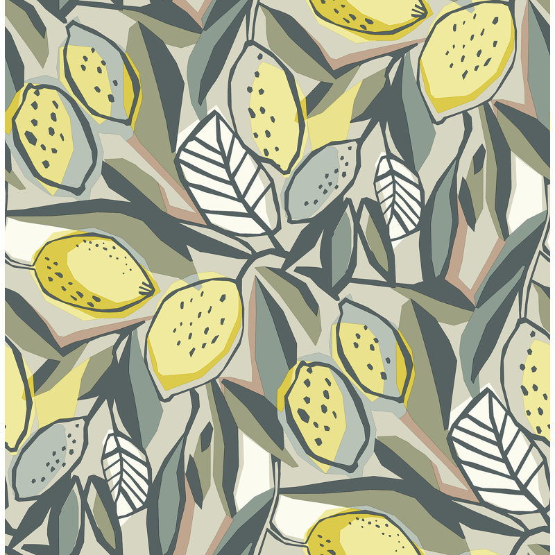 Citronelle Citrus Fruit Luxury Wallpaper, Blue