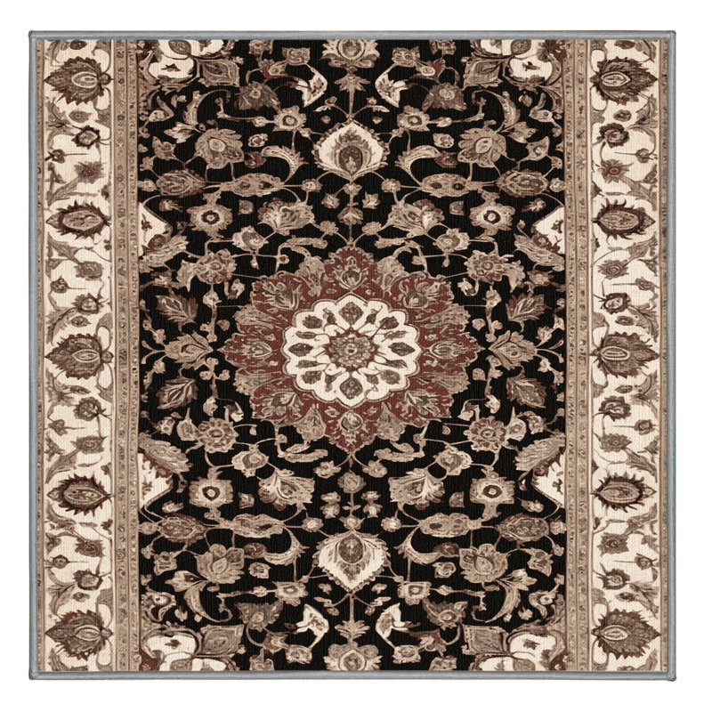 Tapis persan gris lavable à la machine, Carré 3 pi