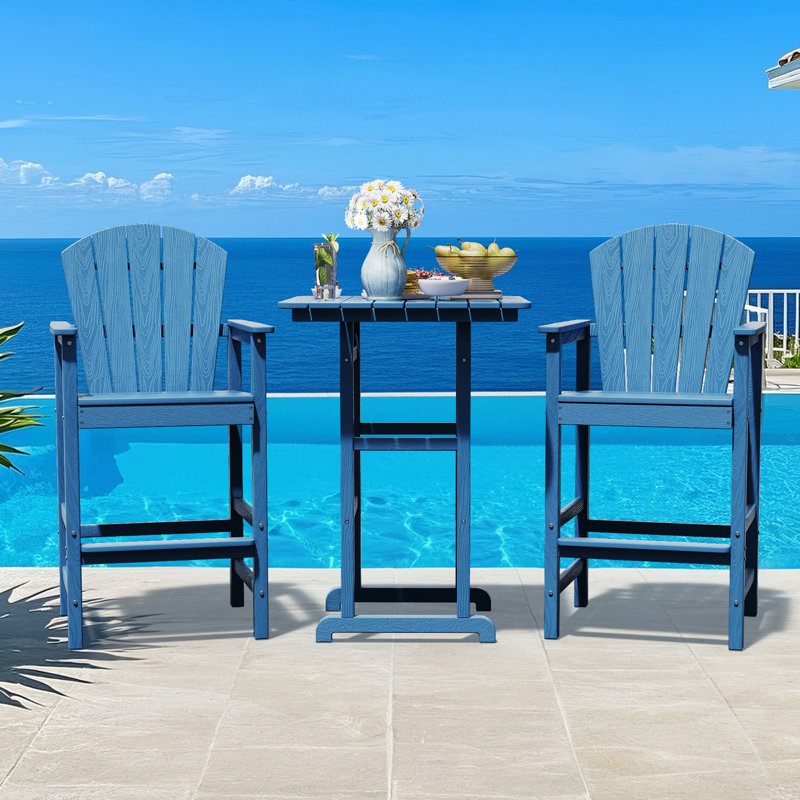 2-Person HDPE Square Outdoor Dining Set, Navy