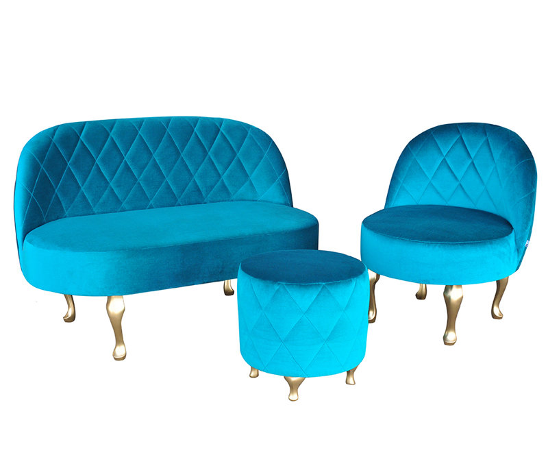 Baroque Upholstered Accent Chair, Blue