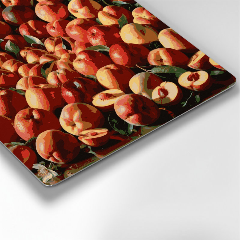 Art mural en métal brun fruits nectarine, H 12 po x l 12 po