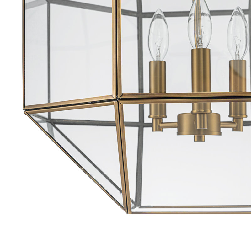 3 - Light Clear Glass Geometric Octagonal Pendant Light
