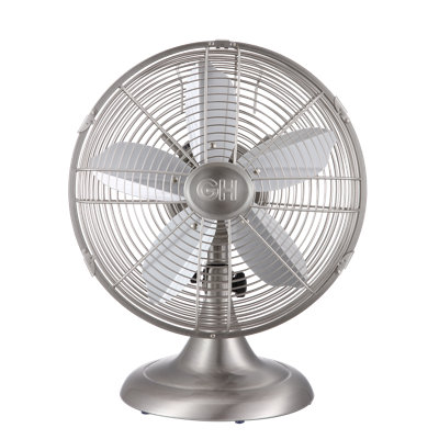 Good Housekeeping's All-Metal 12" Retro Desk Office Table Fan with Wide Oscillation, 3-Speed Settings & Carrying Handle (Multiple Finishes Available)