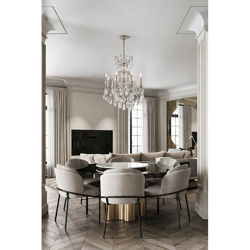 8-Light Pewter Chandelier With Clear Crystal Accents