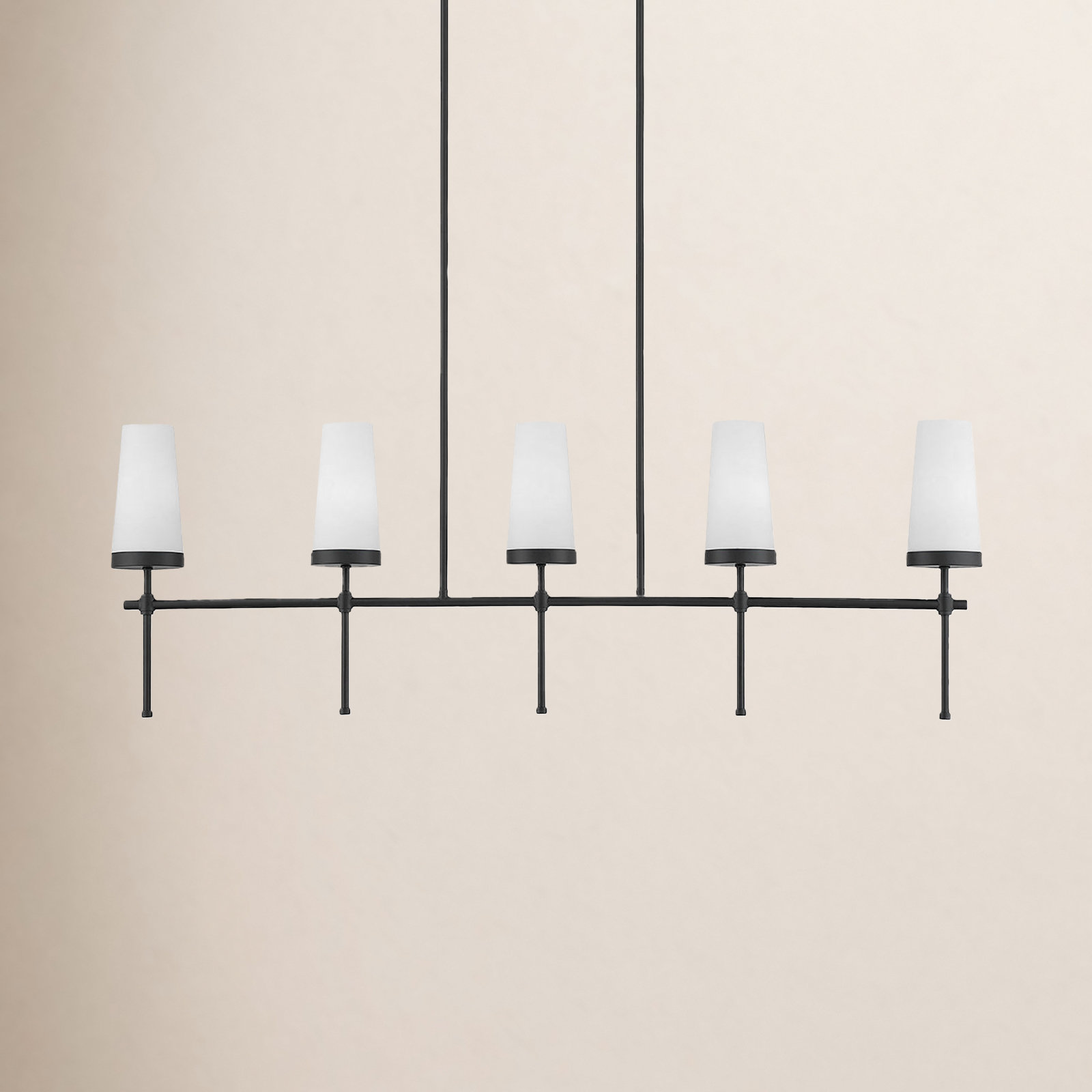 Doloris 5 Light Glass Pendant, Matte Black