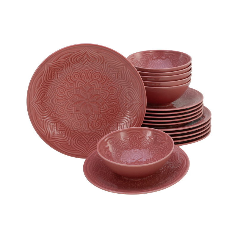 Orient Mandala 18 Piece Porcelain China Dinnerware Set - Service for 6