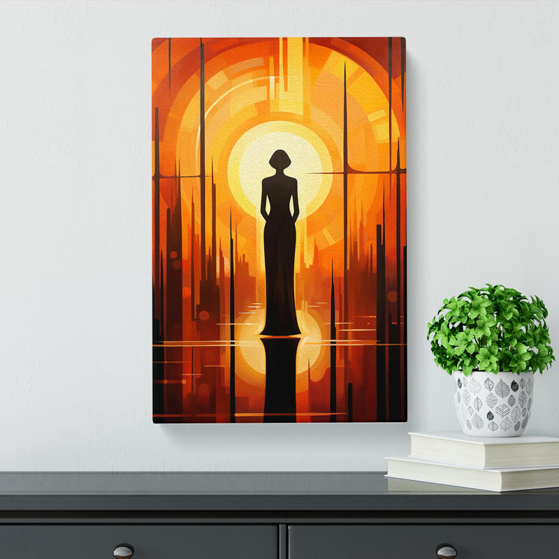 Art Deco Sunset Modern - Wrapped Canvas, 50cm H x 35cm W x 3cm D