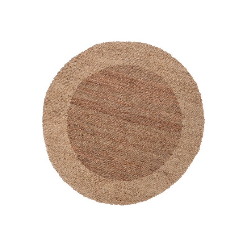 Heller Hand Knotted Sumak Jute Eco-Friendly Solid Area Rugs - Round, Light Brown White Color, Contemporary Modern Design, High Pile, Natural Fiber, Outdoor Indoor Handmade Area Rugs for Living Room, Bed Room
