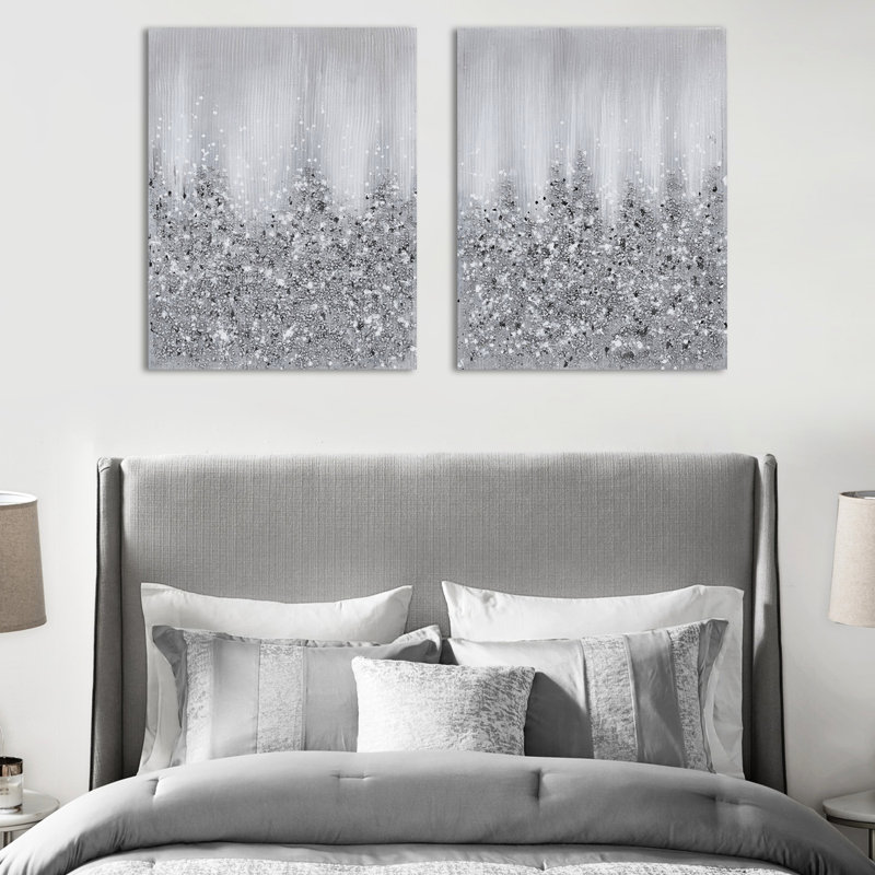Art mural sur toile, lourdement orné, abstrait avec des textures de paillettes et de pierres, fait à la main, 22 po x 28 po, œuvre d'art pour l'intérieur, lueur et paillettes, présentoir