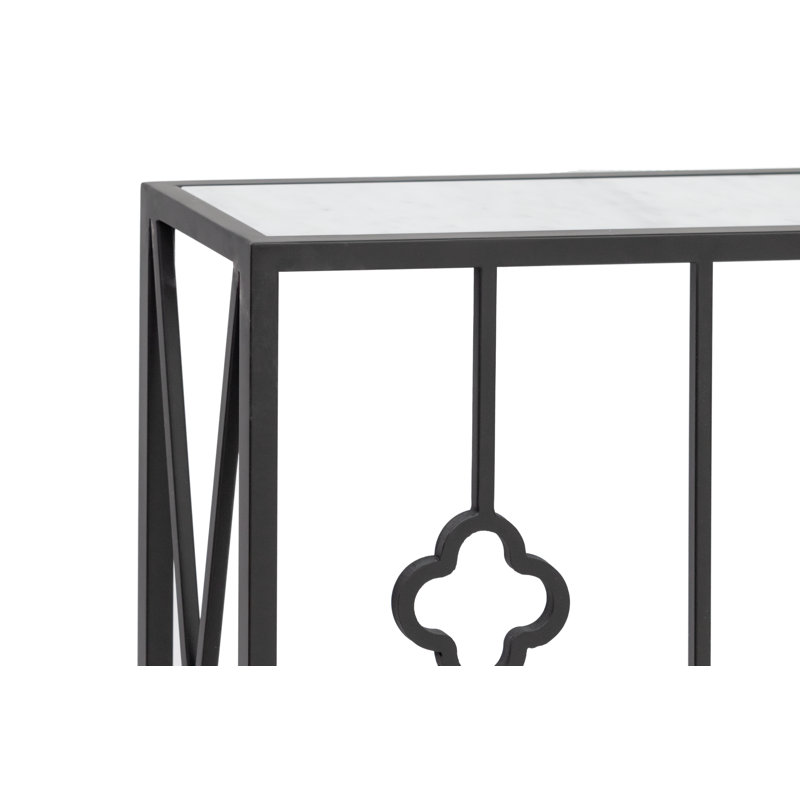 Petite Quatrefoil Console, Carrera Marble, Flat Black