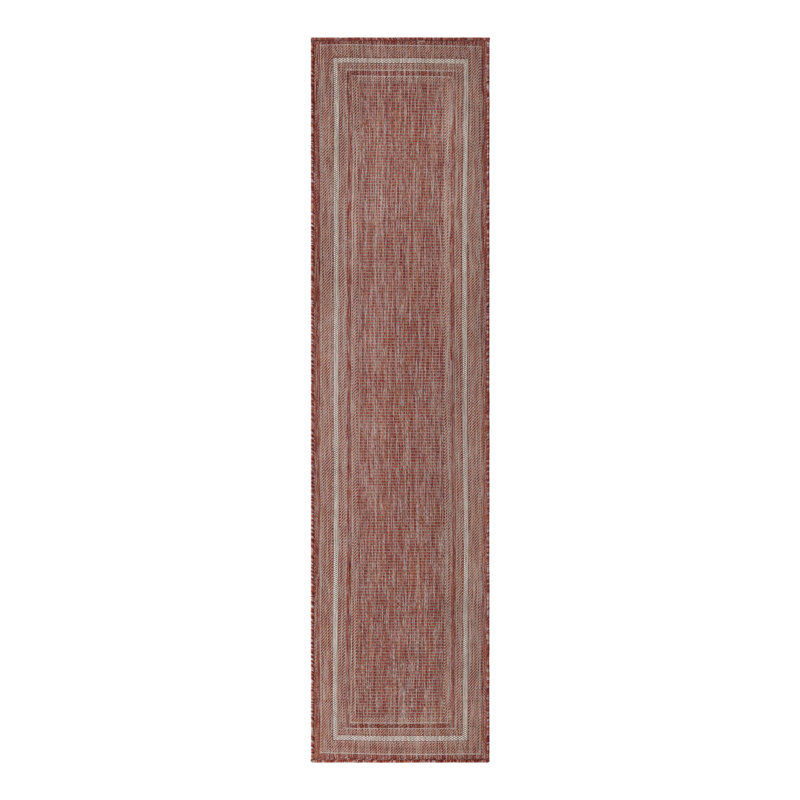 Tapis rouge rouille intérieur / extérieur Reyhan, Tapis de couloir 2 pi x 8 pi, Rouge