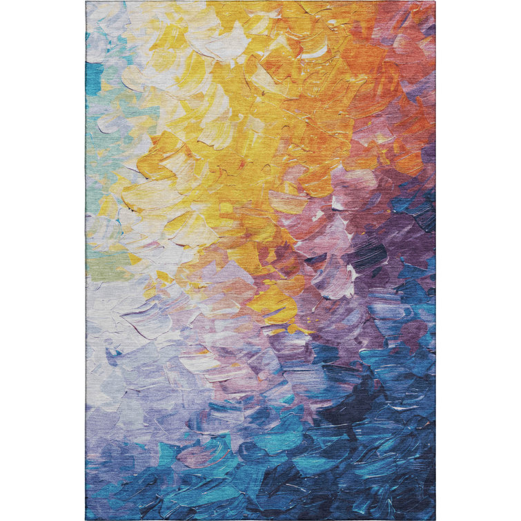 Premium Machine Washable Slesnick AMF1674 Abstract Rug