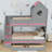 Twin Over Twin Wooden Bunk Bed with Staircase, Drawers and LED Lighting-1274228902