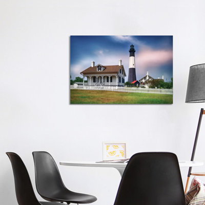 Tybee Island Lighthouse with the Keeper's Cottage, Savannah Beach, Georgia 1 Piece Wrapped Canvas Wall Art