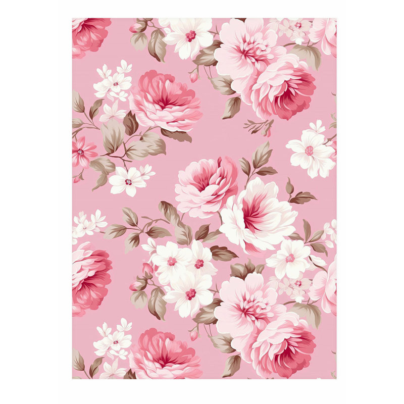 Floral, fleurs roses VI, reproduction d'art non encadrée