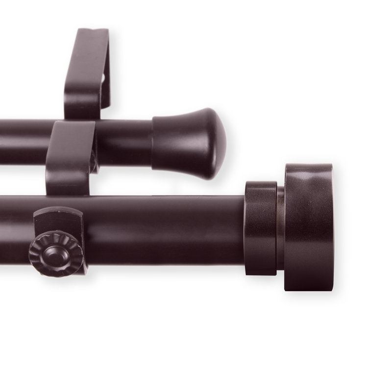 Tringle à rideaux double réglable, l 160 po à 240 po, Acajou
