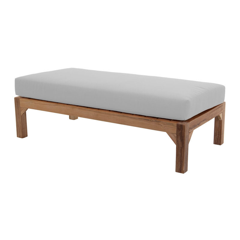 Repose-pieds d'extérieur en teck avec coussin Sunbrella Portingale, Naturel
