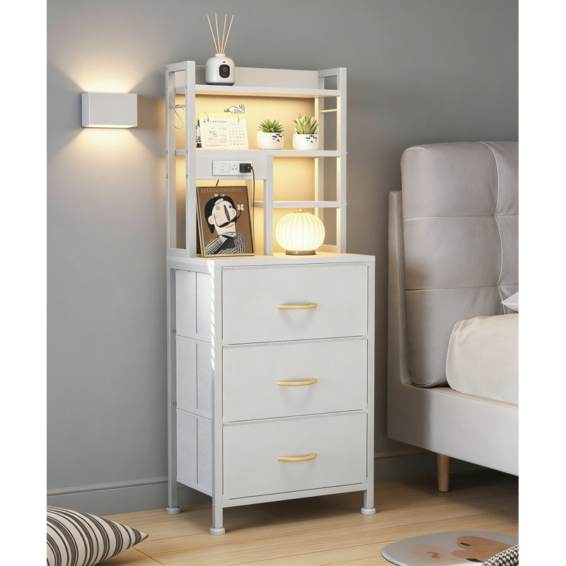 40cm W Metal Bedside Table
