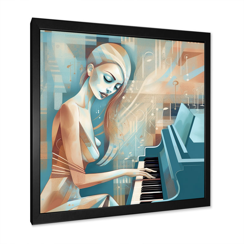 Classician Pianist II, Toile encadrée noire à coins fermés, H 16 po x l 16 po x P 1 po