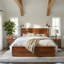 Lit plateforme avec rangement en bois avec 2 tiroirs et 2 compartiments de rangement au pied du lit-125974005-125974008