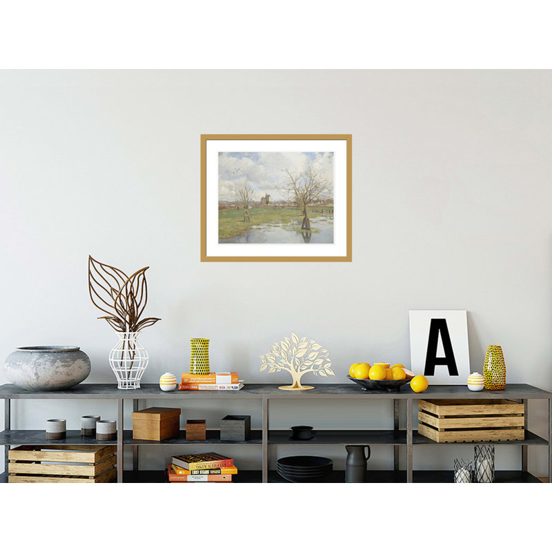 «Flooded Fields at St.-Ouen l'Aumône» par Camille Pissarro, impression giclée encadrée, H 23,5 po x l 27,89 po