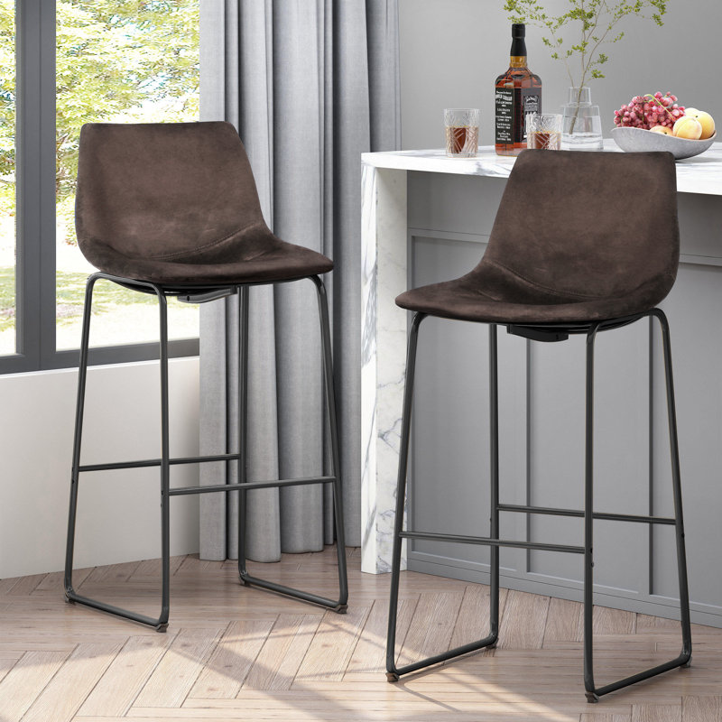 Cobina Upholstered Faux Leather Counter Stool, Vintage Brown, Counter Stool (24" Seat Height)